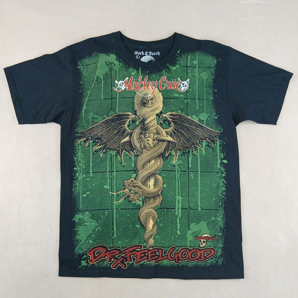 Rock & Death‎ Motley Crue Large Mens T Shirt Embroidered Graphic 21x28 ** Small